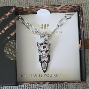 Silver and Black Panther Pendant Necklace